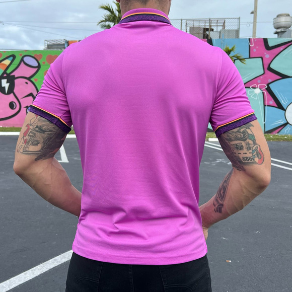 Psycho Bunny Men's Hot Pink Polo Shirt Size 5 - Picture 3 of 4